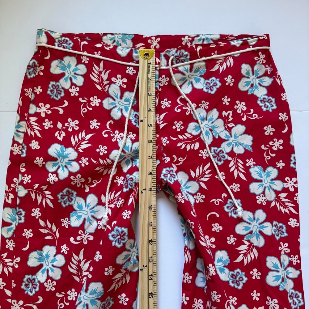 Tracy Evans Red Tropical Floral Pants Y2K Coconut Girl Hibiscus Size 9 - Picture 5 of 6
